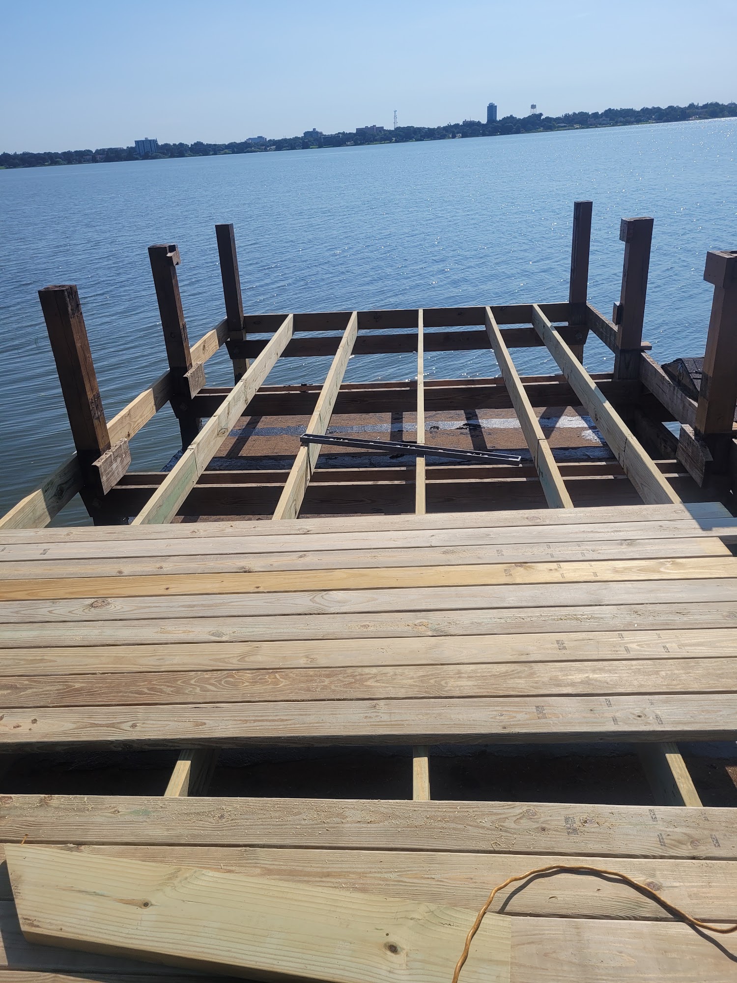 Fresh dock frame over water