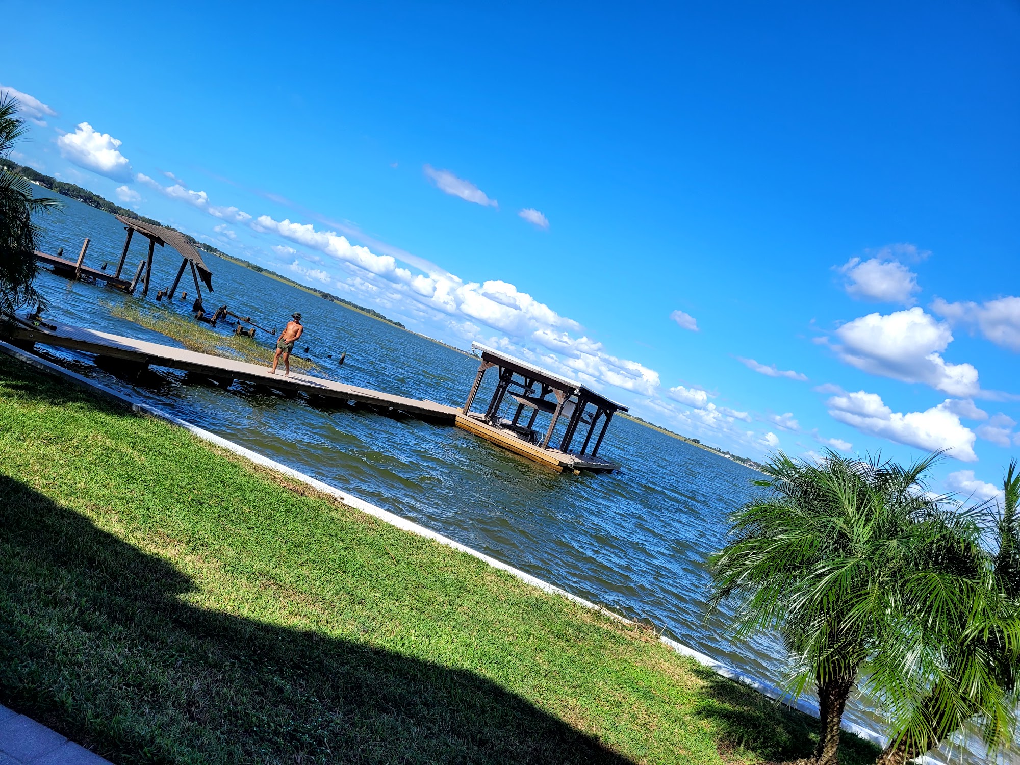 Large completed dock with covered boat area