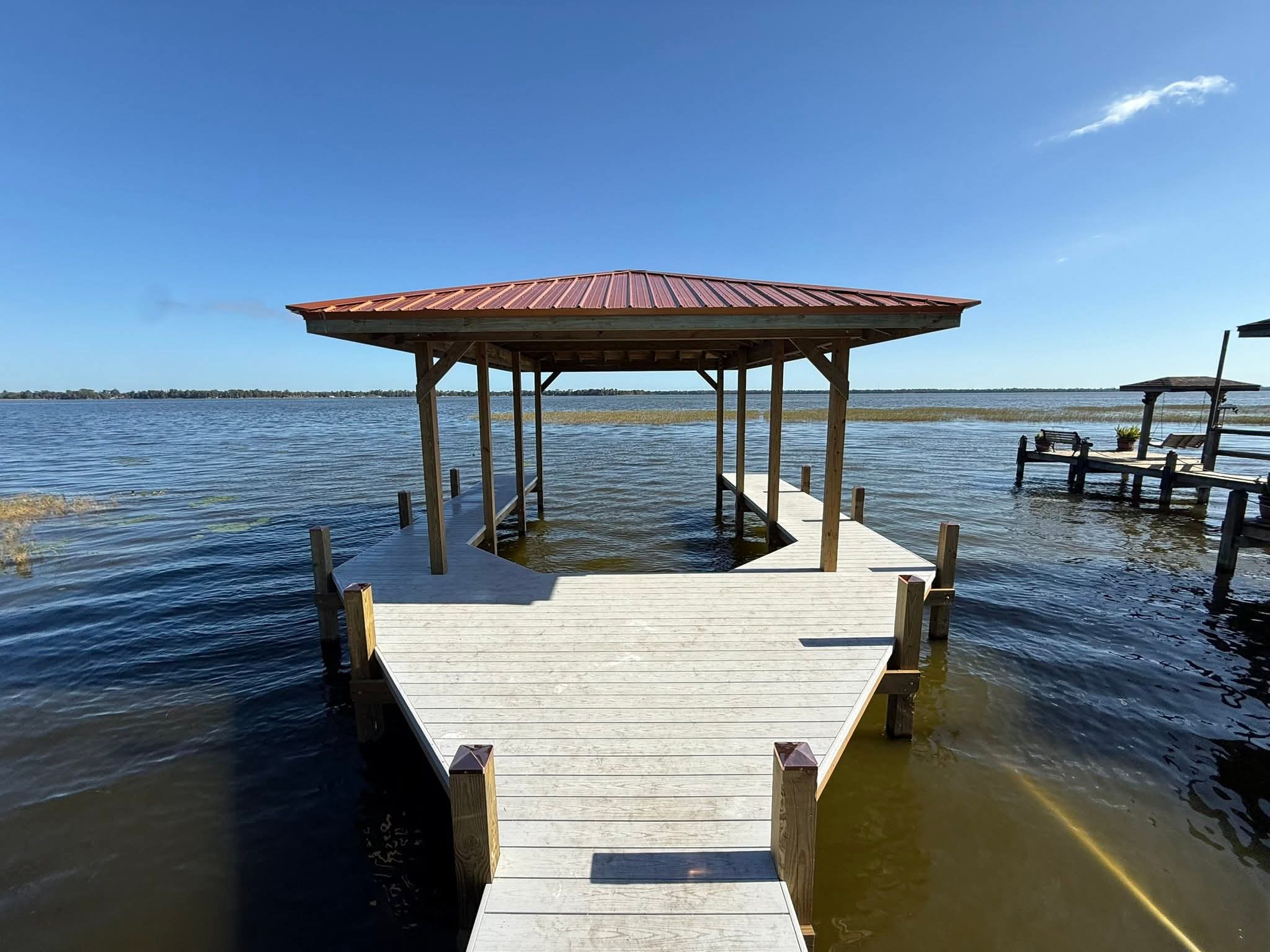 Finished dock with covered pavilion